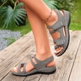 thumbnail image 4 of Women's Platform Wedge Sandals with Orthopedic Comfort Flex Support Soft Cushion Foam Arch Support Hook and Loop Walking Shoes for Women Summer Travel Outdoor Dressy Athletic Use,Gray 37(US-6.5), 4 of 5