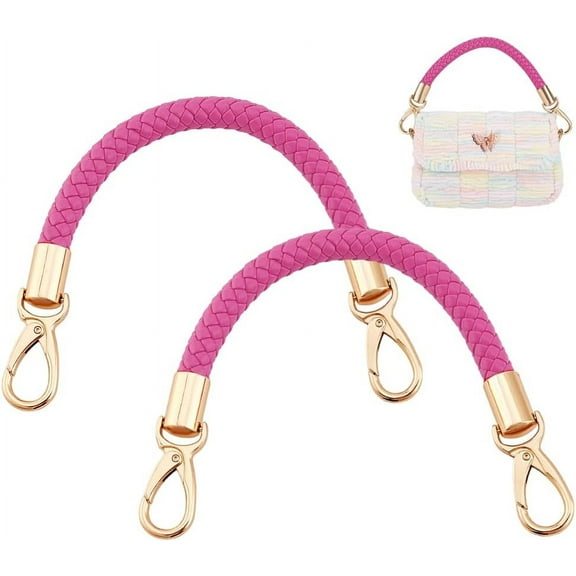 Braided Purse Straps Leather Bag Handles Short Handbag Strap for Underarm Bag Shoulder Bag Tote Crochet Bag