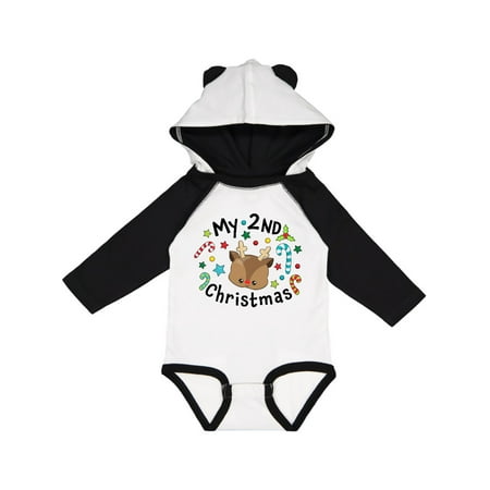 

Inktastic My 2nd Christmas Cute Reindeer with Candy Canes Gift Baby Boy or Baby Girl Long Sleeve Bodysuit