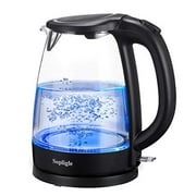 Sopligle Premium Electric Kettle,BPA-Free Hot Water Boiler, Potable Fast Water Kettle with Auto Shutoff, Boil-Dry Protection, Borosilicate Glass,Cordless with LED Light, 1.7L,1500W (Black)