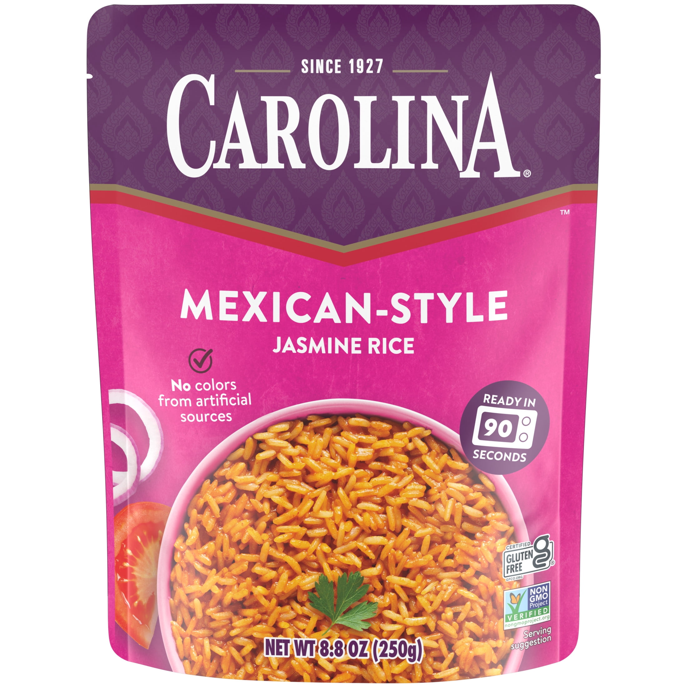 (3 pack) Carolina Mexican Style Jasmine Rice, Ready to Heat 90 Seconds, Gluten Free, Microwaveable Rice, 8.8 oz