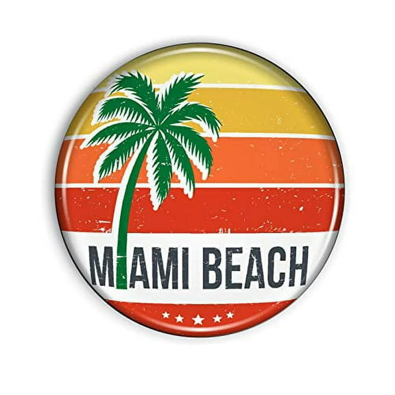 Miami Beach Florida Magnet Strong and Flexible Miami Beach Florida Refrigerator Magnet 1.1 Inch Epoxy Dome