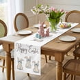 thumbnail image 4 of Happy Easter Rabbits Table Runner 36 Inches Long for Kitchen Dining, Spring Bunny Flowers Love Watercolor Dresser Scarf Farmhouse, Dining Table Decorations for Wedding/Parties, 13 x 36 In, 4 of 8