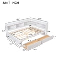 thumbnail image 6 of VLDTDRDI Corner Full Bed Frame with Bookcase,Solid Wood Full Size Platform Bed Frame with 5 Shelves and 2 Drawers,Full Size Daybed with Storage for Living Room,Bedroom,Guest Room, 6 of 6