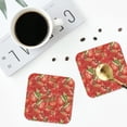 thumbnail image 5 of Kll Square Drink Coasters Set Of 4,Pu Leather Absorbent Coasters Set Decorative Coffee Cup Coasters Housewarming Gift For Home Decor-Strawberry, 5 of 9