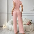 thumbnail image 5 of vdgthytj Womens Pajamas Sets Casual Bow Ruffle Sleeveless Top and Pants 2 Piece Outfits Sleepwear Pjs, 5 of 7
