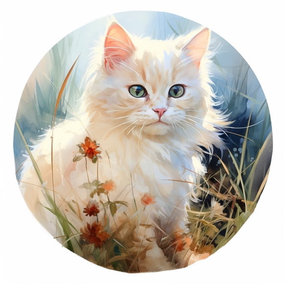 DIY Stamped Cross Stitch Kits for Beginners White Cat and Flower Easy 11CT Needlepoint Embroidery Counted Cross Stitch Kits Art Craft Wall Decoration and Gift 35x35cm