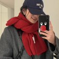 thumbnail image 4 of Bufanda cálida para mujer, de lana de punto que combina con todo, para parejas, en otoño e invierno, gruesa, para estudiantes, de color liso, a la moda, 4 of 6