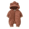 thumbnail image 1 of Gibobby Mamelucos para bebe niño polar Bebé Unisex Bebé Niña Niño Ropa Acolchada Con Capucha Orejas Manga Larga Lindo Animados Color Sólido Cremallera Monos Trajes(Rojo, 6-12 Meses), 1 of 5
