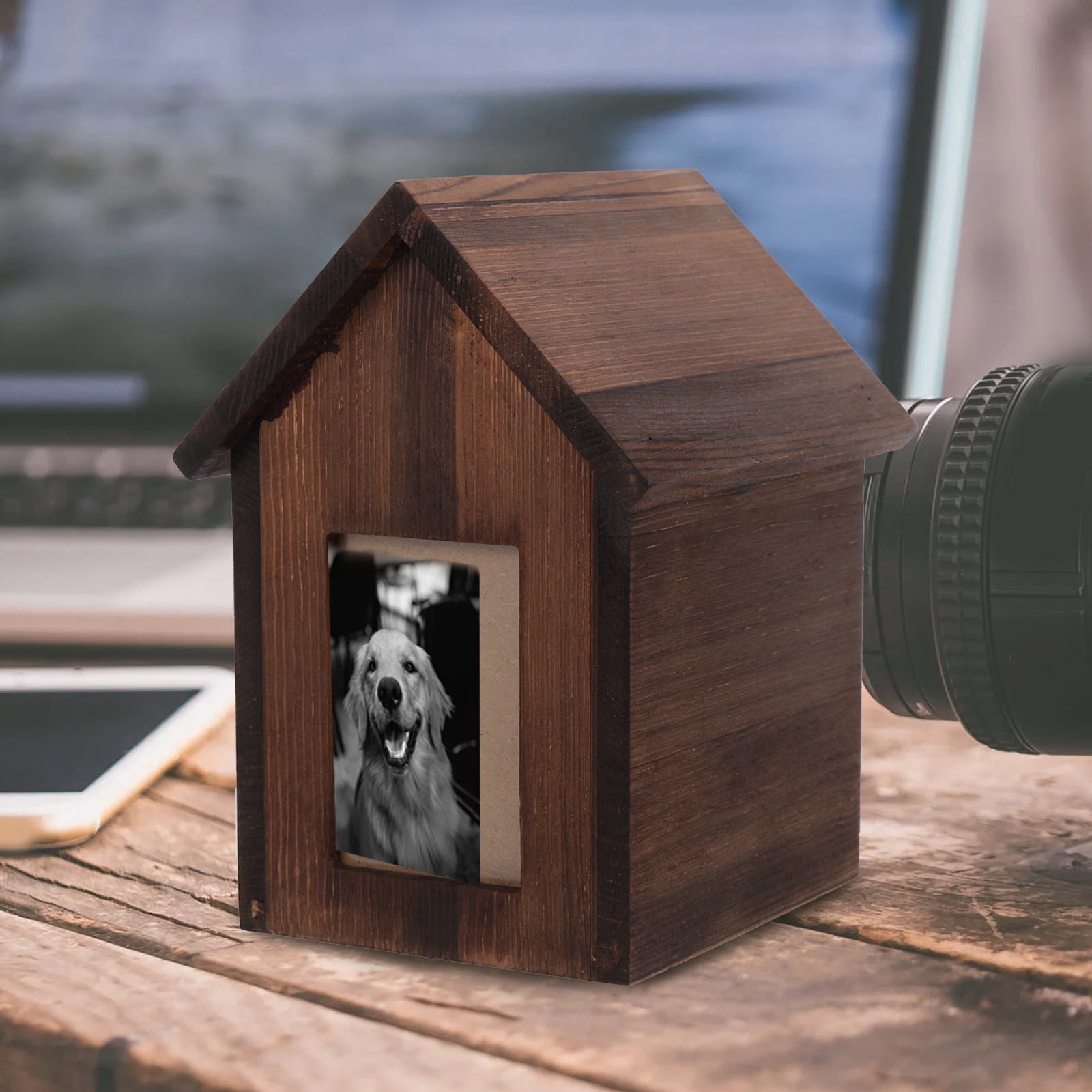DEEPCRAFF Mini Pet Urn Brown Wood for Ash Storage and Pet Memorial 1Pack