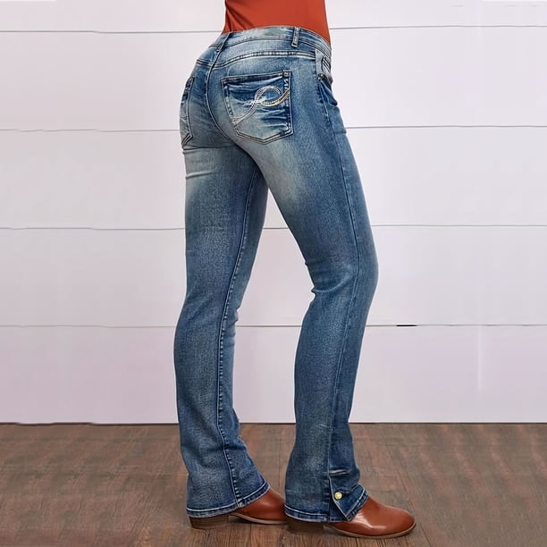 WILLBEST Jeans Mujer Pantalones Vaqueros de Cintura Alta, Elásticos, de Pierna Recta, Cómodos y Ajustados, Largos para Mujer Grande