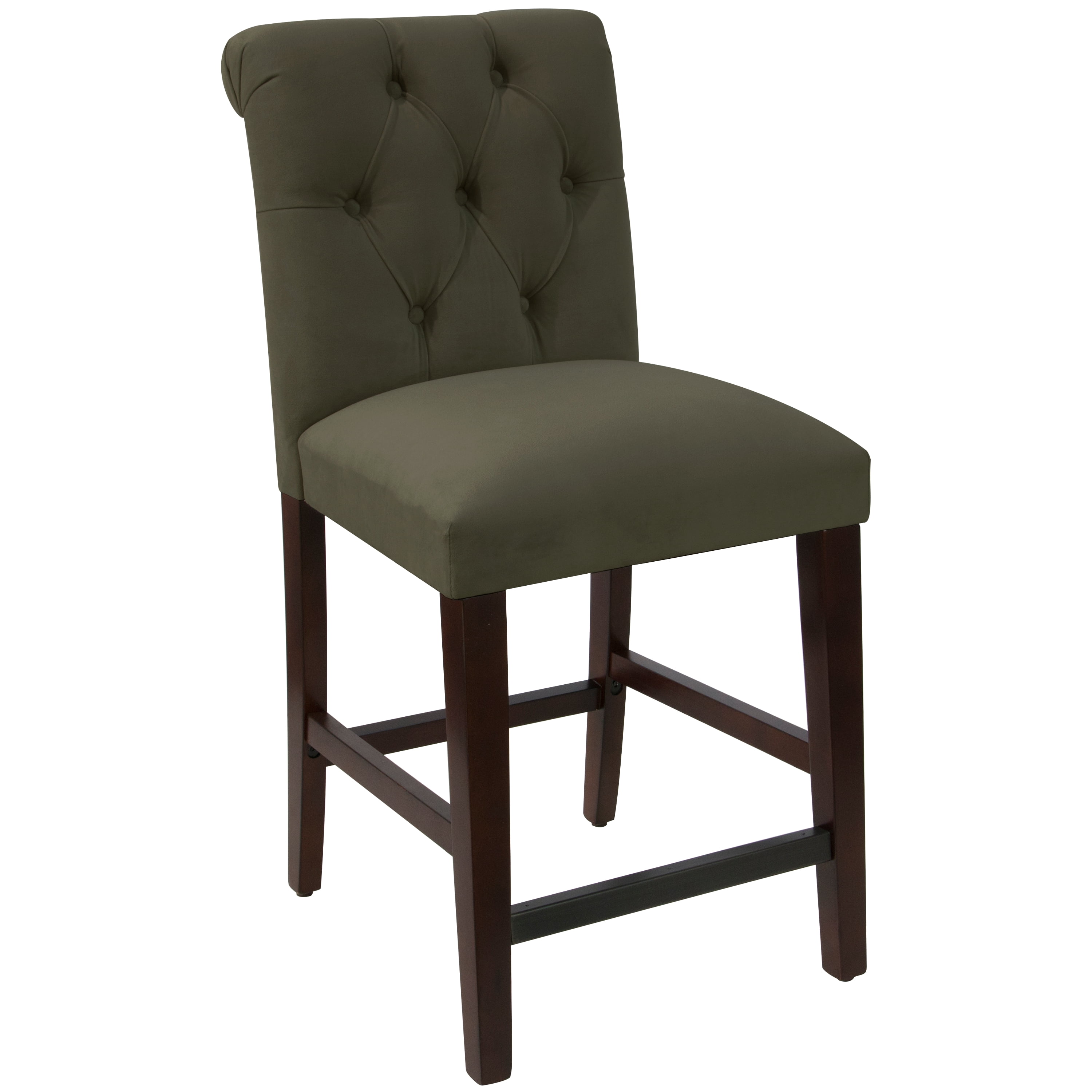 Tufted Rollback Counter Stool in Velvet Pewter