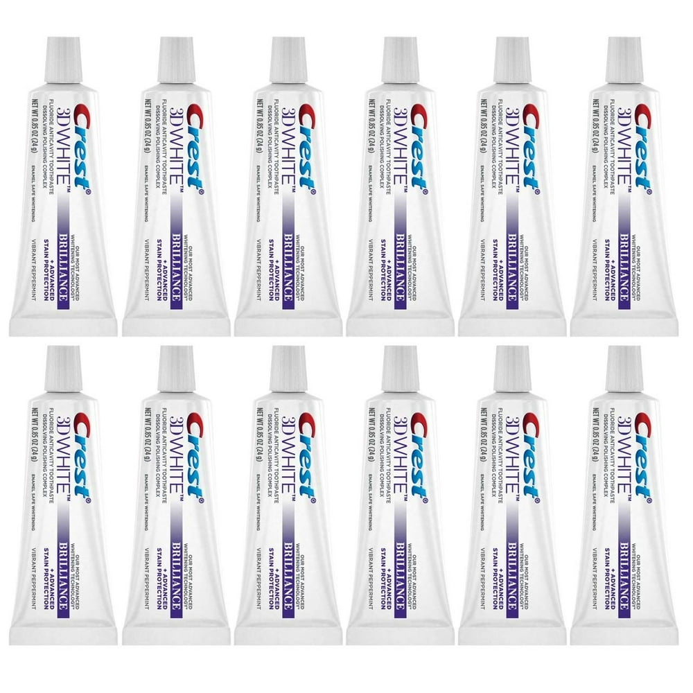Crest 3D White Brilliance Toothpaste, Vibrant Peppermint, Travel Size, 0.85 oz (24g) Pack of Crest 3D White Brilliance Toothpaste, Vibrant Peppermint, Travel Size, 0.85 oz (24g) Pack of
