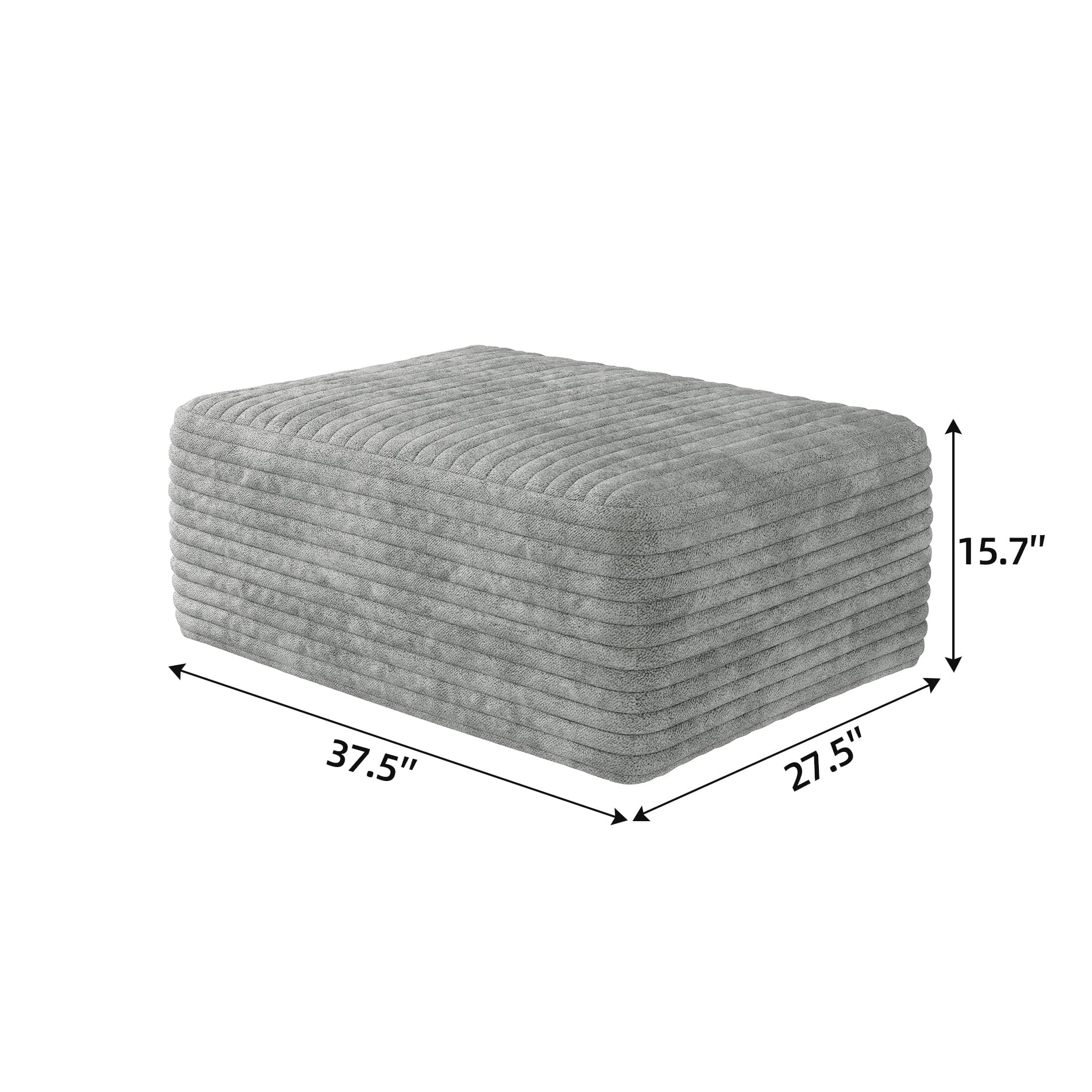 Sailvan Ottoman, Foot Stool Sofa Ottoman for Living Room & Bedroom, No Assembly Required, Plush Corduroy Fabric, Light Gray