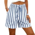thumbnail image 5 of Women's Lightweight Soft Fabric Casual Shorts with Pockets, Elastic Waist Loose Fit, Summer Beach Lounge Athletic Sport Shorts, Womens | VerBelle,Light Blue 2XL, 5 of 9