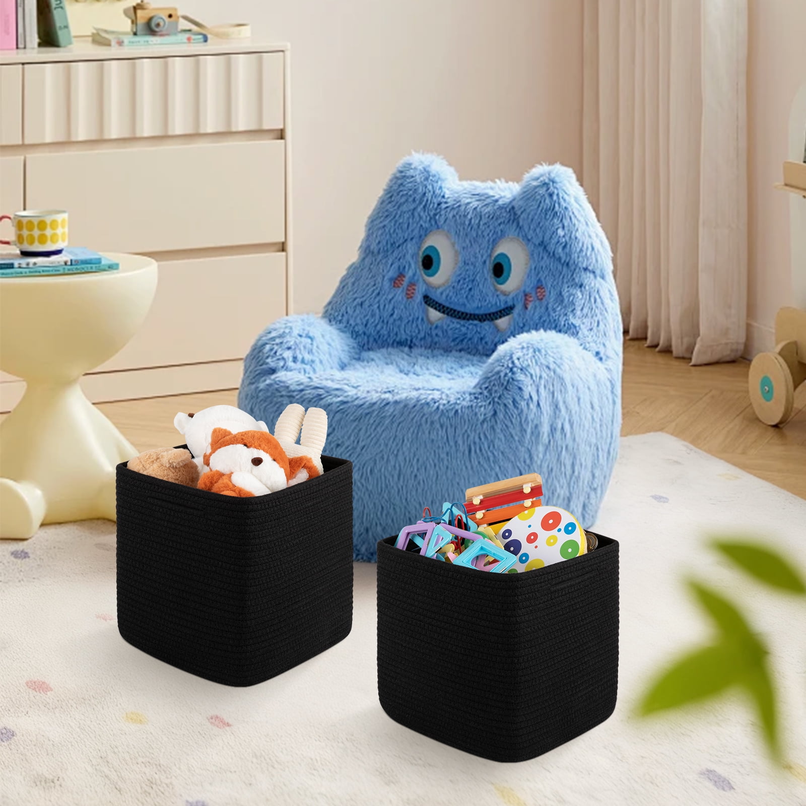 CHERISHGARD 3 Pieces Cube Storage Baskets，Square Woven Rope Basket，Square Baskets for Organizing