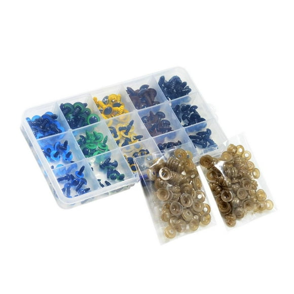 140 Piezas 8-12 Mm Ojos de Seguridad rico y Ojos de Seguridad de Plástico Ojos Artesanales Ojos de Plástico con Arandelas para Muñeca, Títere,