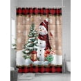 thumbnail image 5 of Red Plaid Christmas Extra Long Shower Curtain Set, Waterproof Shower Curtains for Bathroom, Snowman Xmas Tree Snowflake Gifts Wooden Washable Fabric Bath Curtain for Bathtub with Hooks 72x96 Inches, 5 of 6