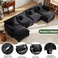 thumbnail image 4 of BedLuxury 146.5’’ U shape Modular Sectional Sofa with Movable Ottomans, Modern Chenille Deep Seat Couches for Living Room, Apartment, Office, 4-Seat, Black, 4 of 9