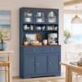 thumbnail image 6 of Hiphuta 71"in Modern Kitchen Pantry Storage Cabinet, Freestanding Kitchen Hutch Cabinet with Adjustable Shelves & Microwave Stand, Coffee Hutch for Dining Room, Blue, 6 of 7