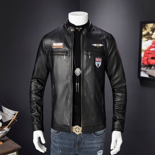 Men's Leather Pants Motorcycle Trousers Windproof Biker Slim fit Casual  Pocket