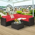 thumbnail image 1 of Costway 6PCS Patio Rattan Furniture Set Sectional Cushioned Sofa Deck Red, 1 of 9