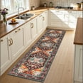 thumbnail image 3 of 2'x8' Runner Rugs, Yamaziot Washable Brown Rug Runner with Rubber Backing, Non Slip Vintage Carpet Floor Mat Accent Rug for Hallway Bedroom Kitchen Laundry, 3 of 7