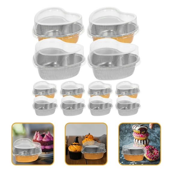 MLINS Heart Shaped Cake Boxes with Lid Made of Aluminum Foil and Plastic Assorted Color for Baking 30 Pieces