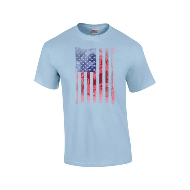 Trenz Shirt Company - American Flag with Faded Skull Adult Tee Shirt ...