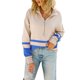 thumbnail image 4 of VISgogo Mujer Otoño Invierno Jersey de Punto Manga Larga Solapa Cremallera Patchwork Sudadera VISgogo moda, 4 of 9