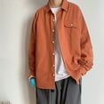 thumbnail image 4 of Camisas Para Hombre Talla Extra Uniformes Hombres Chicos Sólido Camisa de manga larga con botones Trajes de primavera y verano (Orange, M), 4 of 5
