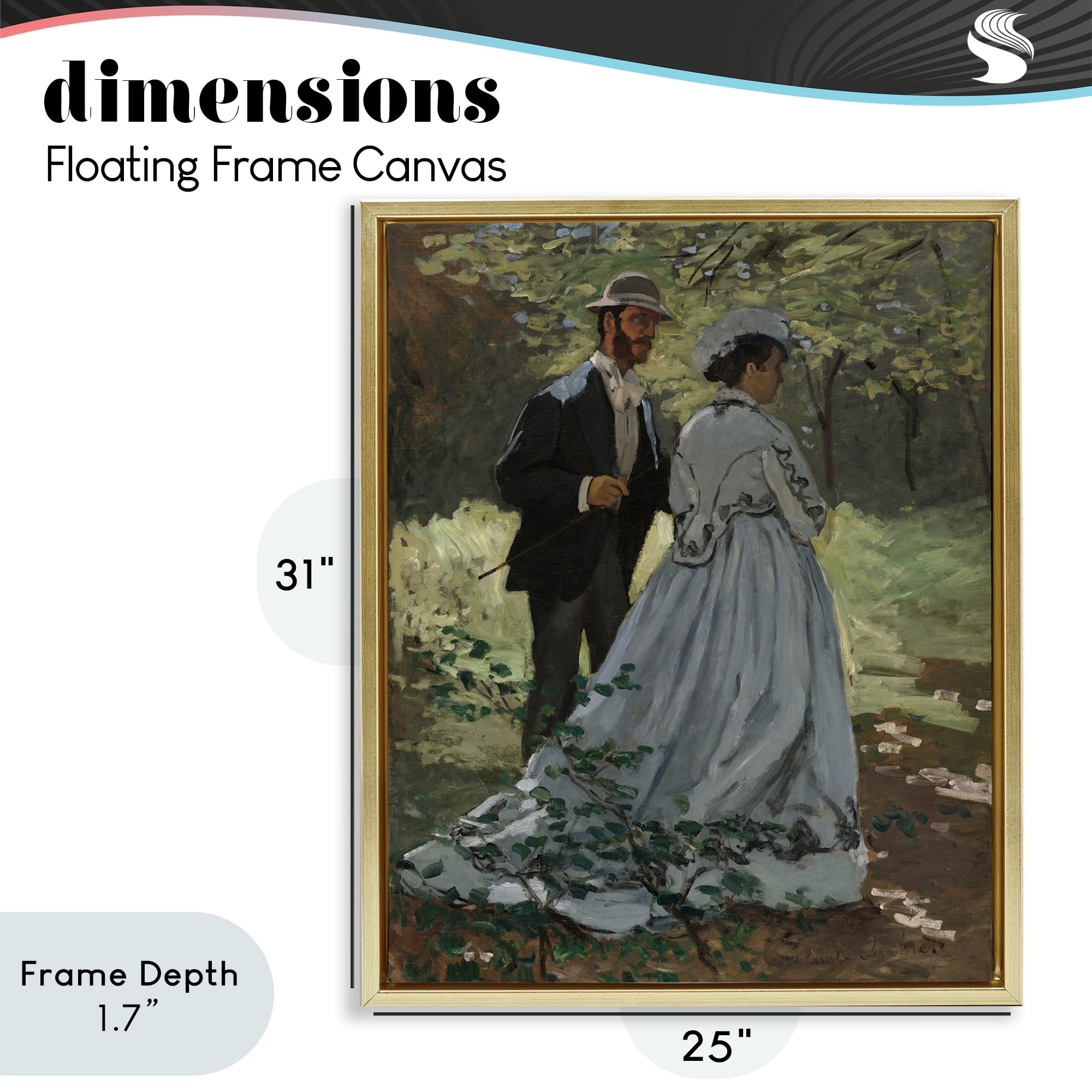 Stupell Industries Bazille & Camille in Nature Gold Framed Floater Canvas Wall Art, design by Tina LeCour