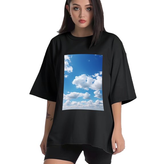 Plus Size Shirt for Women Black Tops for Women Short Sleeves Shirt for Women Bule Sky1 T Shirt Crewneck Shirt for Women XS
