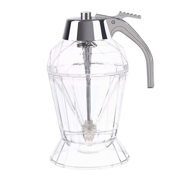 Dispensador de jarabe de diamante de 7 oz, recipiente de vidrio duradero para diluir jarabe con fondo de silicona, base acrílica para distribución de jarabe de aceite de oliva, dispensador de jarabe