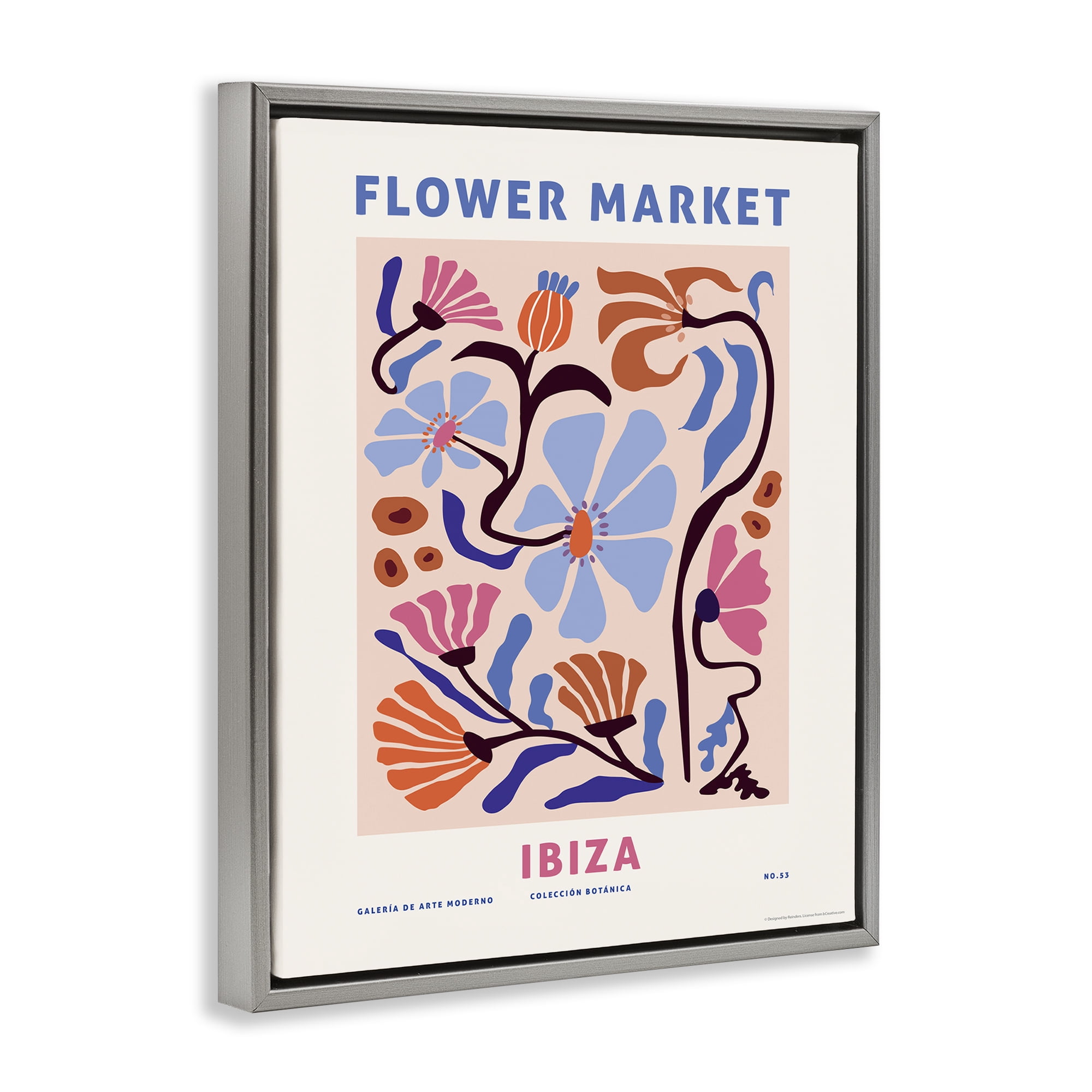Stupell Industries Ibiza Flower Market Plants & Flowers Painting Gray Floater Framed Canvas Art Print Wall Art, 25 x 31