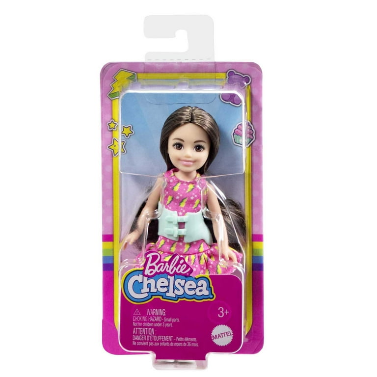 Barbie Chelsea Doll with Scoliosis Brace, Small Brunette Doll for