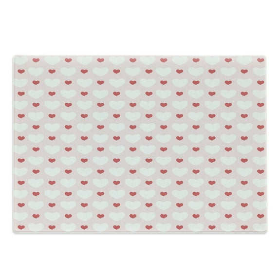 Love Cutting Board, Small Big Hearts Love Feminine Antique Classical Gatherings Engagement Inspired, Decorative Tempered Glass Cutting and Serving Board, Large Size, Red Rose White, by Ambesonne