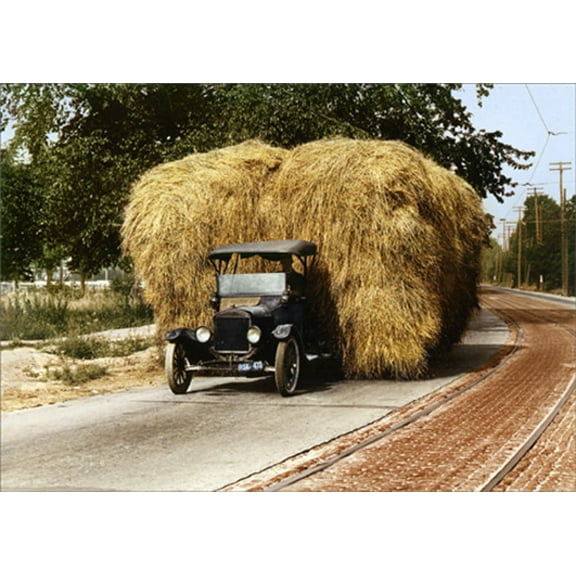 Avanti Press Model T Hauls Large Hay Bale America Collection Humorous : Funny Hello / Friendship Card