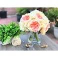 thumbnail image 3 of Enova Home Artificial Peony and Hydrangea Mixed Silk Flowers Arrangement with Clear Glass Vase (Peach), 3 of 4