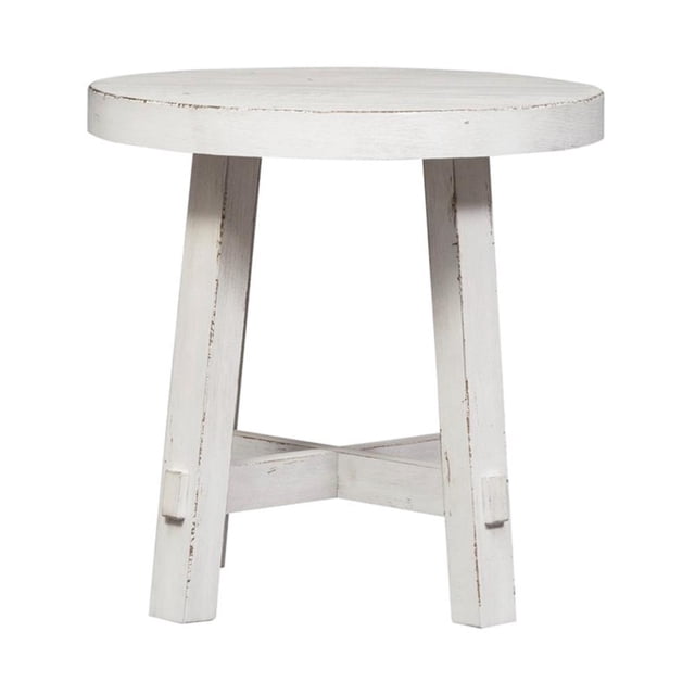 Table d'Appoint Ronde Moderne de Style Ferme, Blanche, à Pieds Évasés