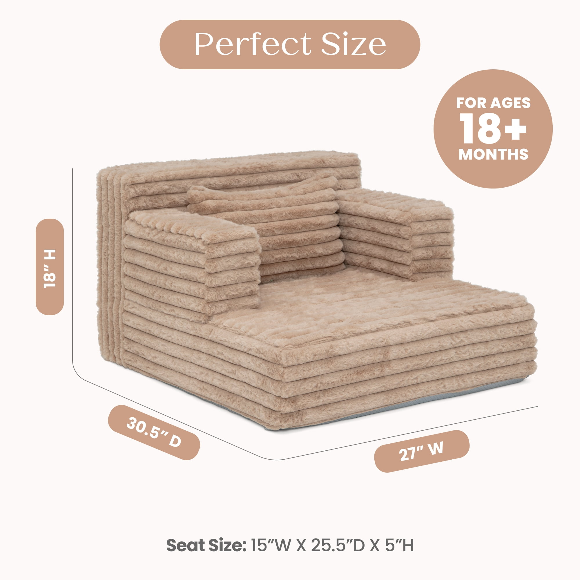 Delta Children Cozee Chaise Bedtime Lounger Chair, Light Tan Corduroy