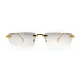 thumbnail image 3 of Bevel Lens Rimless Hustler Retro Gangster Rapper Rectangle Luxury Sunglasses Gold - Clear Mirror, 3 of 8