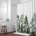 thumbnail image 5 of Pine Tree Forest Fabric Shower Curtain White Green Washable Shower Curtains for Bathroom, Waterproof Bath Curtain with Hooks Home Decor 72x72in, 5 of 8