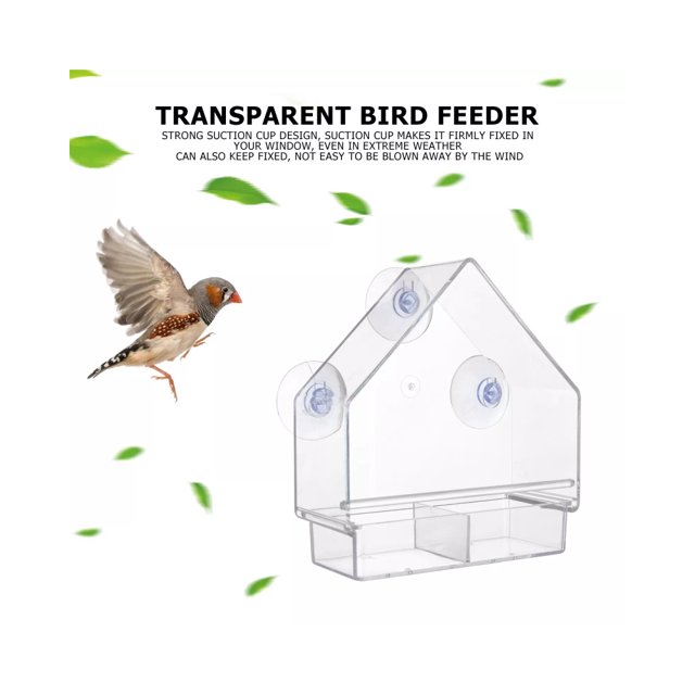Comederos de acrílico transparente para ventanas, comedero para pájaros, comedero para pájaros salvajes con soporte para semillas y potentes ventosas, TUNC Sencillez