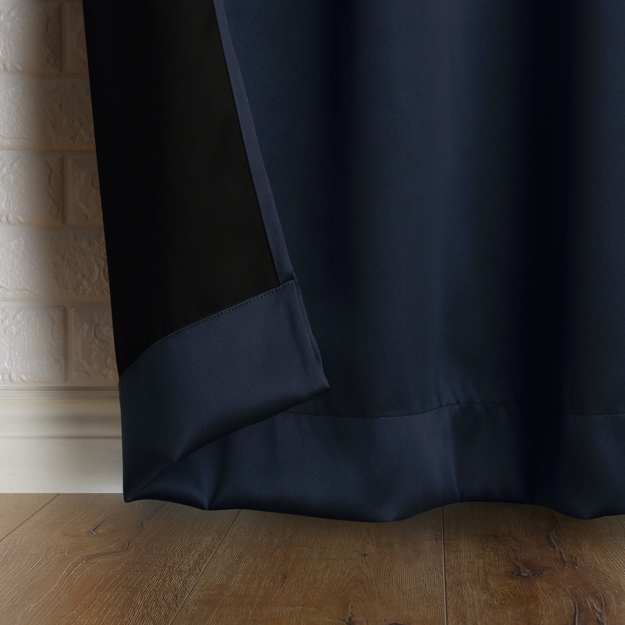 Sun Zero Avery 100% Blackout Rod Pocket Single Curtain Panel, Navy, 40"W x 95"L
