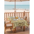thumbnail image 2 of Outdoor Tablecloths with Umbrella Hole & Zipper, Beige Brown Green Tablecloth Rectangle 60x84 Inch, Retro Botanical Abstract Art Waterproof Table Cloth, Patio/Pool/Picnic Table Covers, 2 of 8