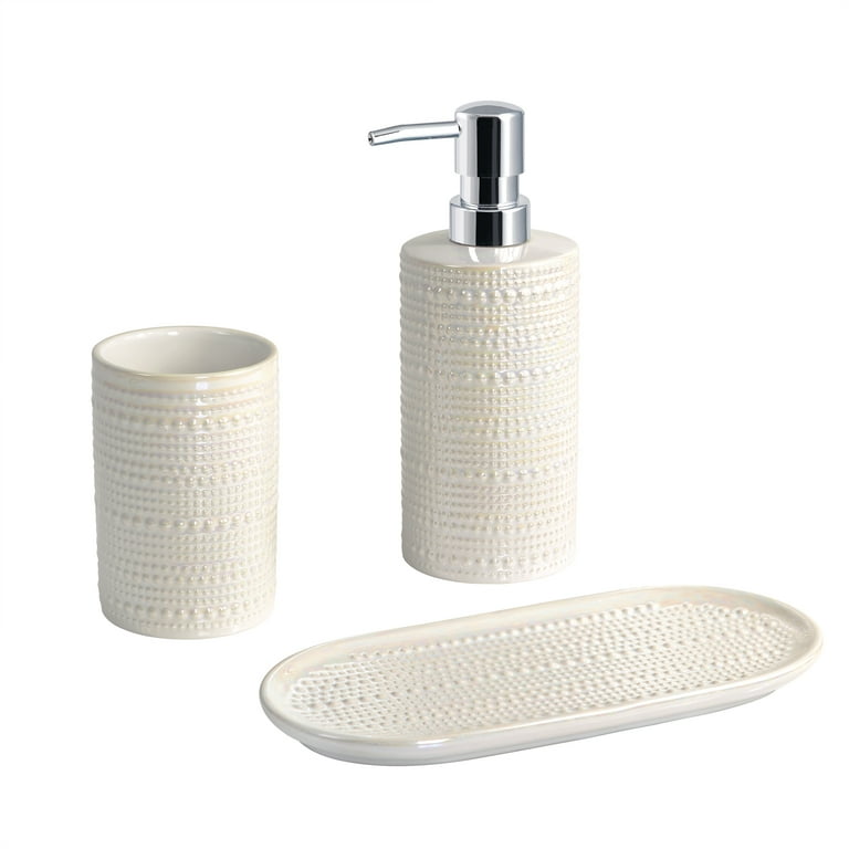 Mainstays Pearlescent Ceramic Lotion Pump, Vintage Hobnail Design