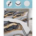 thumbnail image 4 of Black Golden Marble Full Size Down Alternative Comforter, Lightweight Comforter Quilt Bedding Set with Pillow Shams Modern Ink Painted Abstract All Seasons Bed Comforter Duvet Insert 78"x90", 4 of 7
