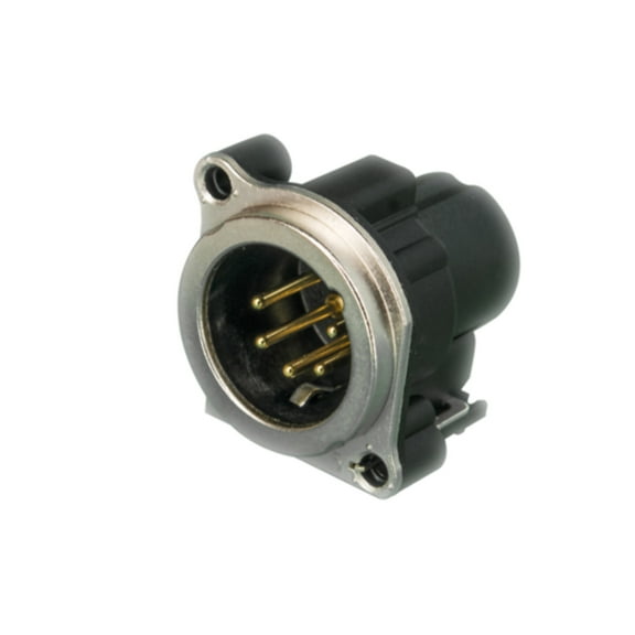 NC5MBV Connector, Plug, 5, Panel Mount, XLR Audio, Metal Body, Gold Plated Contacts, Bulk, RoHS