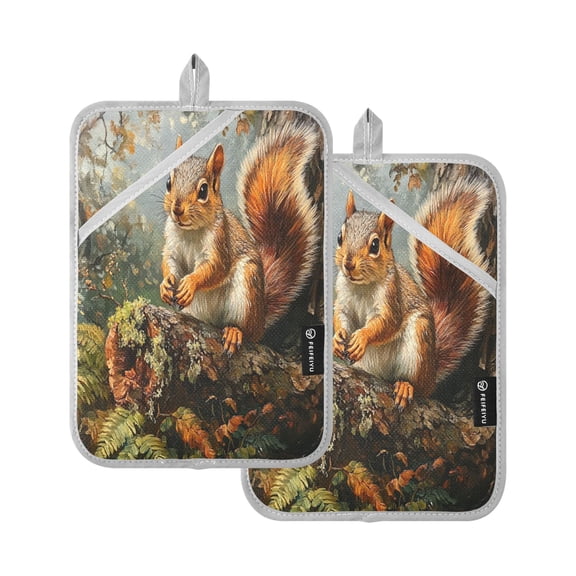 BZSMCE Pot Holder Oven Mitts Cooking baking Cute Squirrel Creative Pattern Size:7x9.8in
